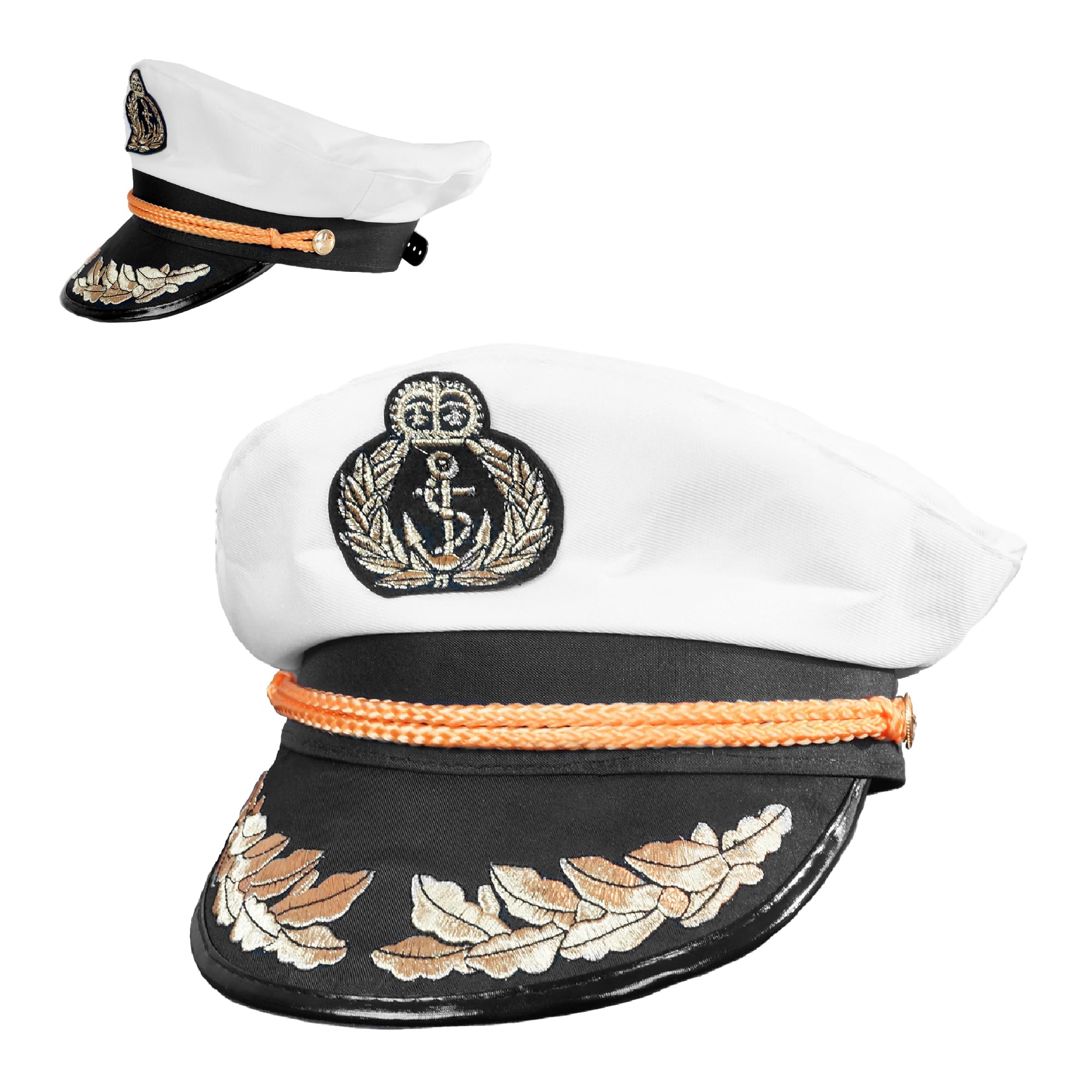 Squirrel Products White Yacht Captain Hat - One Size with